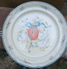 MARMALADE INTL CHINA Blue Ribbon Geese Vintage Stoneware Dinner Serving Plate