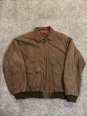 VTG Wilsons Leather Adventure Bound Jacket Mens XL T Brown Zip Bomber Flight