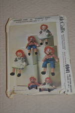 McCalls 6941 sewing pattern, Raggedy Ann Andy dolls clothes 3 sizes, lot 2