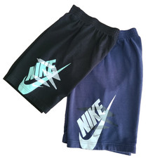NIKE Boys Pull On Shorts SIZE MEDIUM/LARGE Lot Of 2 Atheltic Black Blue Cotton