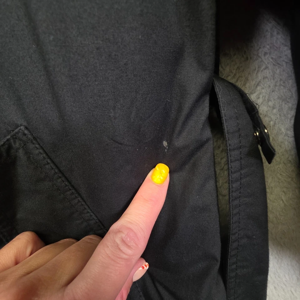 Vintage The Company Store Trench Coat Women M Black Puffer Down Insulate Utility - Image 3 of 4