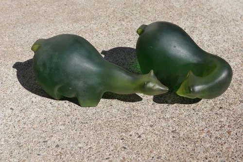 Vintage SASCHA BRASTOFF POLAR BEAR #1 and #2 GREEN Lucite Mid Century Mcm