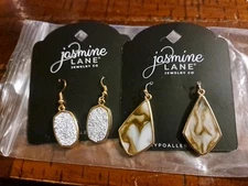 Jasmine Lane Jewelry Hypoallergenic Earrings, Glass, NEW Set Of 2