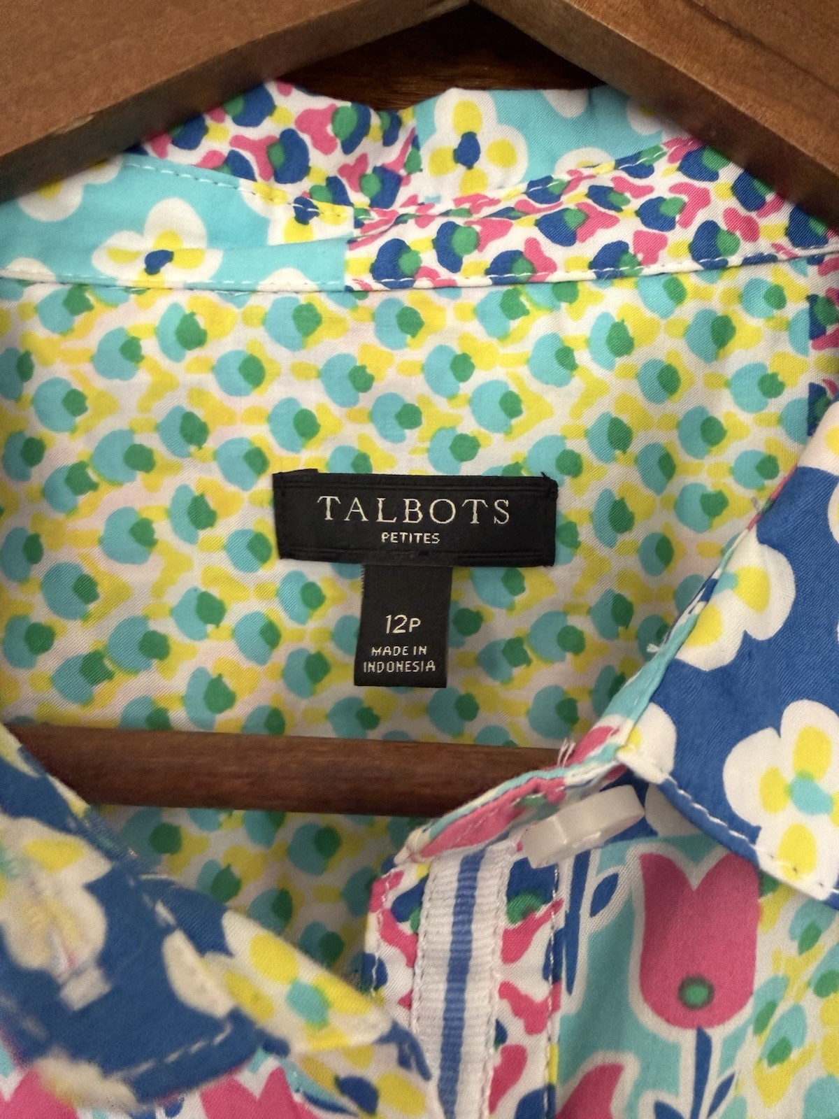 TALBOTS 12P Colorful Patchwork Belted Shirtdress … - image 2