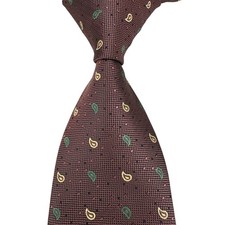 New Luxury Paisley Coffee Green Beige Jacquard Woven 100 Silk Men's Tie Necktie