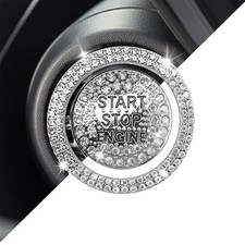 Bling Rhinestone Push Start Button Cover Sparkling Crystal Push to Start White