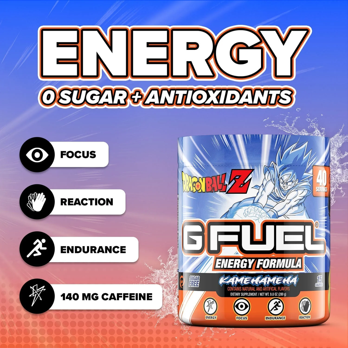 G Fuel Dragon Ball Z Kamehameha Strawberry Lychee Tub Energy