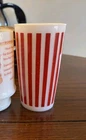 Vintage Hazel Atlas Platonite Milk Glass Tumbler Red White Candy Stripe 1950's