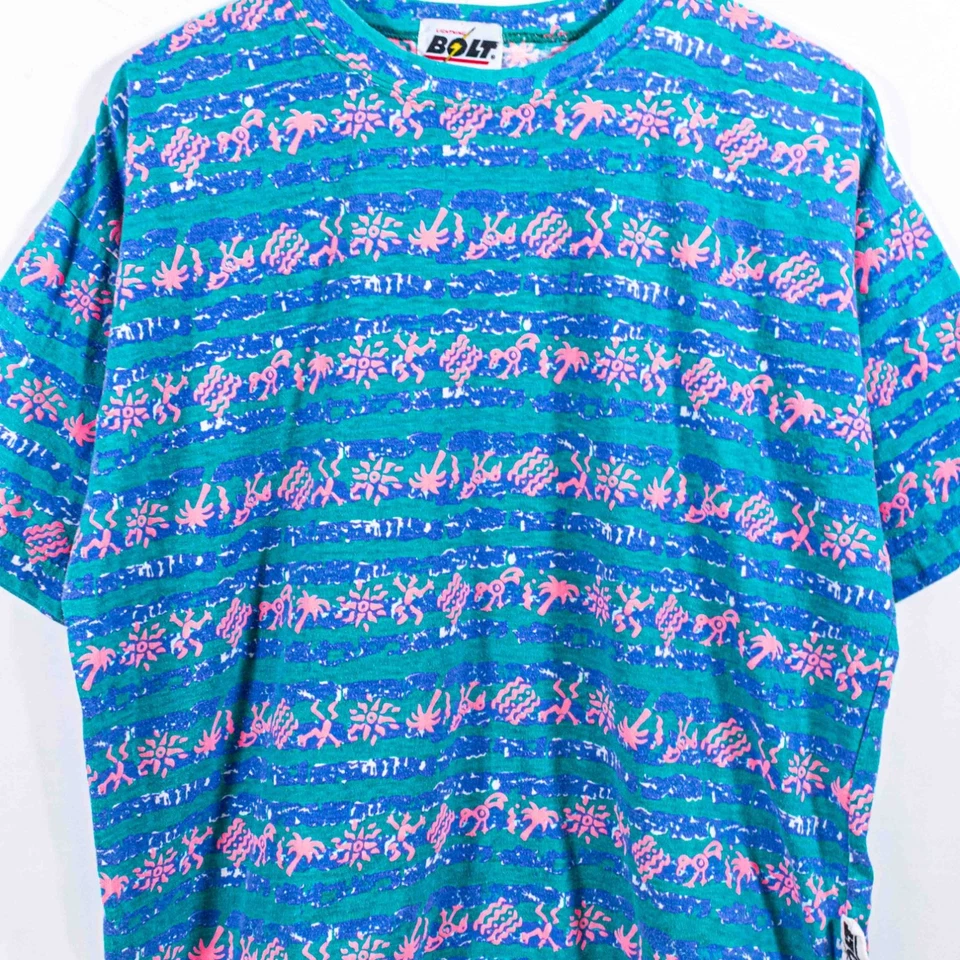 Футболка Lightning Bolt AOP в полоску для серфинга большая квадратная винтажная 80-е 90-е уличная одежда коньки - Изображение 3 из 4