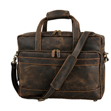 Handcrafted 16" Leather Laptop Bag with Spacious Storage Organizer Pockets