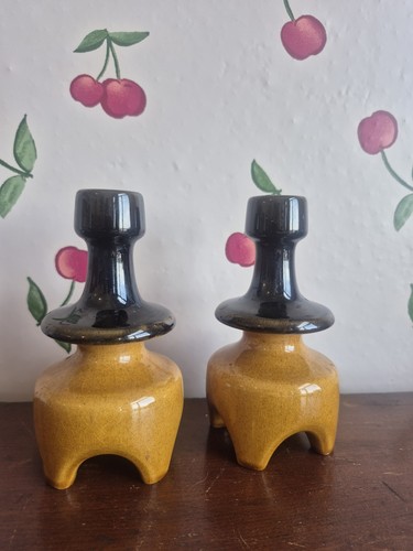 Beit Hayotser Mid Century Vintage Israeli Israel Candlestick Holders Brown RARE