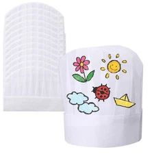 12 Pack Chef Hats for Kids, Disposable Chefs Hat Bulk DIY Kids Chef Cap for B...