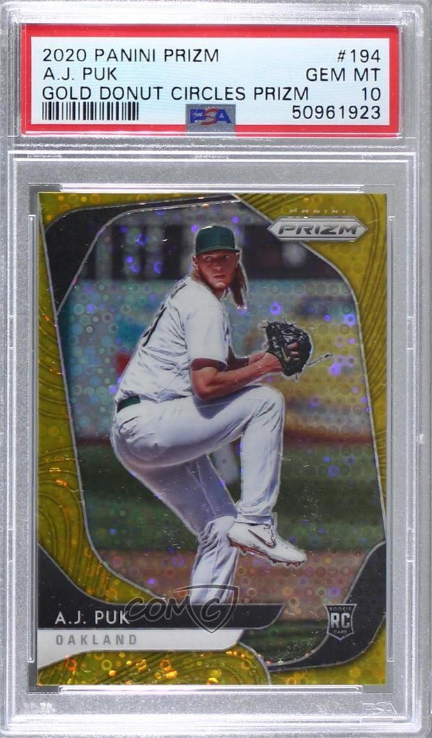 2020 Prizm Tier II Quick Pitch Gold Donut Circle 9/10 AJ Puk PSA 10 GEM MT v9t