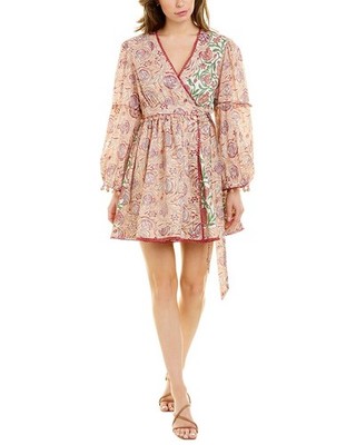 Ash & Eden Fara Mini Wrap Dress Women's Pink S