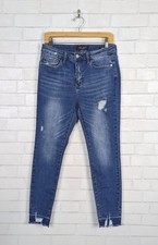 Judy Blue Skinny Fit Jeans Distressed Raw Frayed Hems Stretch Sz 11/30 JB8847