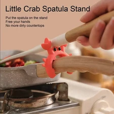 1pc Crab Shaped Silicone Utensil Rest: Pot Clip Spoon & Spatula Holder - NEW