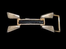 TE15128 VINTAGE 1970s  ABSTRACT  FASHION SILVERTONE  GOLDTONE BELT BUCKLE