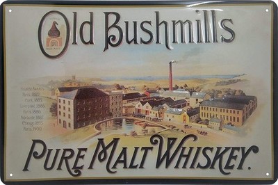 Retro Whisky geprägtes Blechschild Old Bushmills pure Malt Scotch Schottland