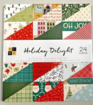 AMERICAN CRAFTS DCWV scrapbook cardstock doublesided 6 X 6 Christmas foil mat stack 24 sheets