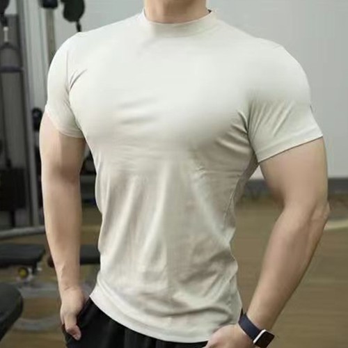 Hombres Mangas Cortas Camiseta Atlética Cuello de Tortuga Prenda para el torso Calce Ajustado Camiseta Interior Ropa Informal - Imagen 11 de 38