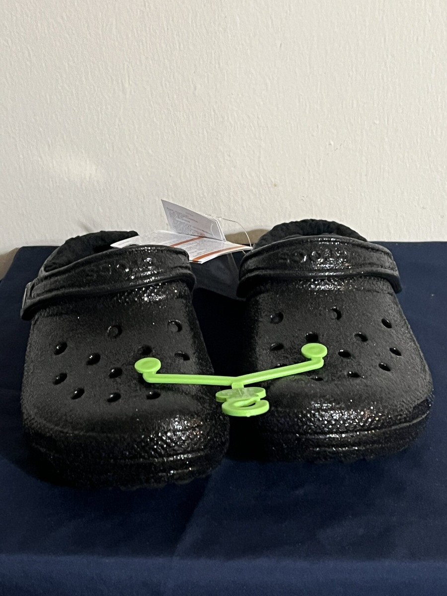 Glitter Fur Lined Crocs Crocs Classic Glitter Lined Clogs Black Faux