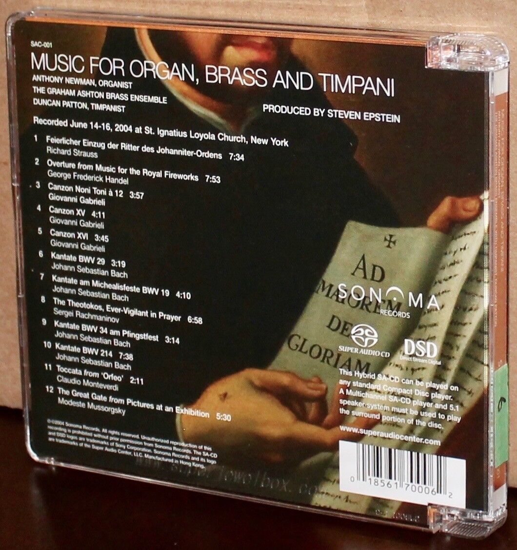 SONOMA SACD SAC-001: Music for Organ, Brass and Timpani - A. Newman, TAS 2004 HK Limitowana ilość, standard