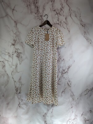 MM Lafleur Dress Women 4 Inez 1.0 Fit & Flare Mosaic Print Goldenrod Ivory Midi