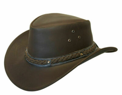Classic Brown Leather Hat Leather Kodiak | Leather Hats by Outback Trading Company  main image 3