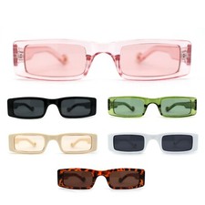 Womens Thin Narrow Rectangular Mod Sunglasses