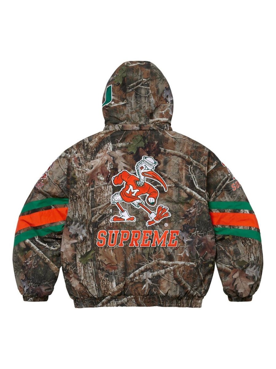 Rare Supreme Mitchell & Ness NCAA UM Hooded Stadium Jacket