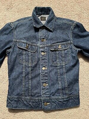 Vintage Lee 101J Sanforized Denim Jacket 34 Regular Blue Union Made 50s 60s  XS