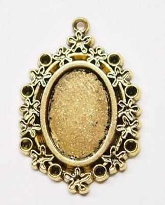 10 of 18x13mm Antique Gold Old Victorian Flower Vine Pendant Settings 35x24mm