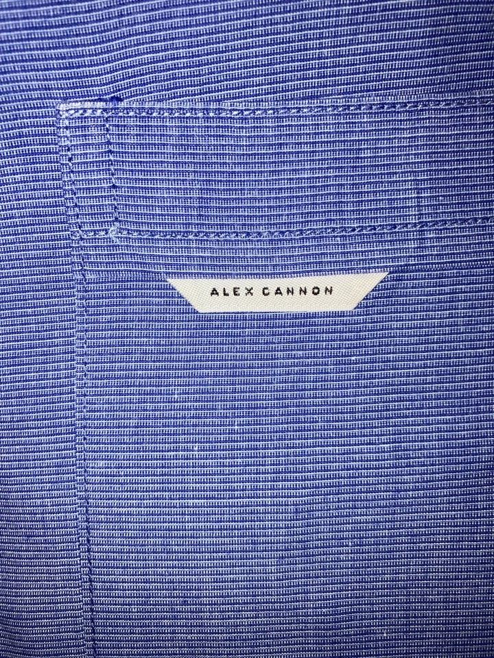 Мужская рубашка с длинным рукавом ALEX CANNON большая синяя повседневная рубашка на пуговицах - Изображение 2 из 3