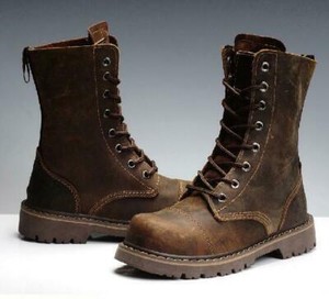 faux leather combat boots