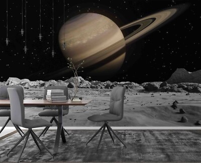 3D Planet Moonscape Starry Sky Space Wallpaper Wall Murals Removable Wallpaper