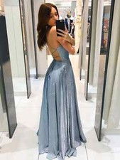 Sexy Spaghetti Straps Celebrity Dresses for Women VNeck Sequins Shinning Wedding