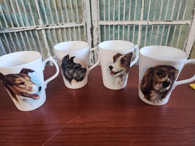 4 Jason Works Nanrich Pottery Staffordshire Fine Bone China Dogs 8 oz Mugs  | eBay