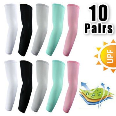 #ad 10 pairs 20 pcs Cooling Arm Sleeves Cover UV Sun Protection Sport Outdoor Golf $15.72