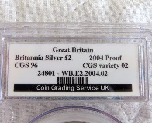 2004 1oz £2 BRITANNIA SILVER PROOF SLABBED CGS 96 - Picture 2 of 3