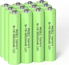 PKCELL 12X Rechargeable AAA Batteries 300mAh 1.2V Ni-MH Battery for Solar lights