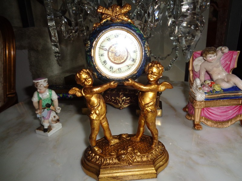 French Enamel and Gilt Clock