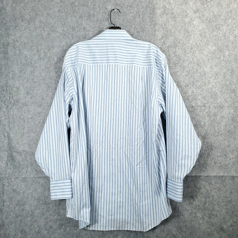 Camisa con botones Donald Trump Signature Collection para hombre 16 32/33 azul a rayas Foto 2 de 4