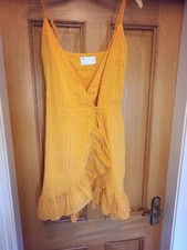 Ladies Stylish Size 8 Mustard Wrap Dress with Ruffles