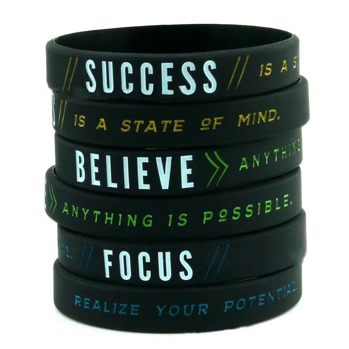 Success Focus Silicone Wristband Bracelet Gym Fitness Motivation Believe Gym