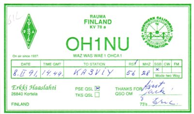 Rauma Finland OH1NU QSL Radio Card Postcard