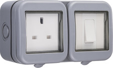 BG Electrical Weatherproof Outdoor Single Light Switch and Single Power Socket,