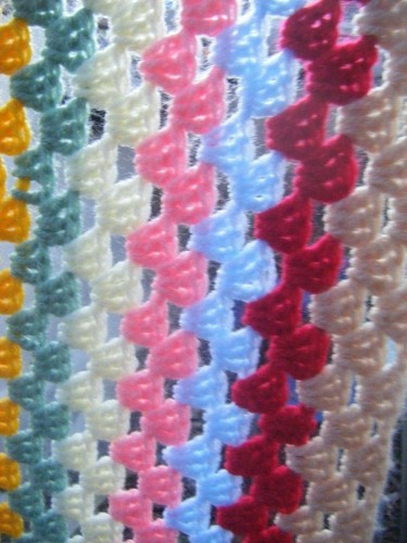 Vintage Granny Knit Blanket Baby Pram Multicoloured Handmade Retro 32'' x 31'' - Picture 4 of 4
