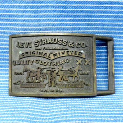 Levi Strauss Label Promo Belt Buckle Original Riveted Vtg