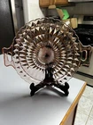 Vintage Jeanette Windsor Diamonds Pink Depression Glass Handled Cake Plate