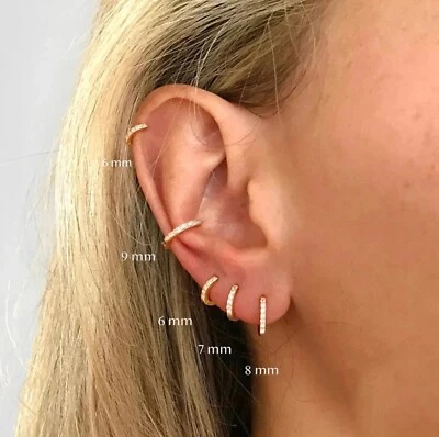 Boucles d’oreilles anneaux mini créoles oxyde de zirconium Plaqué Or - Photo 1/3